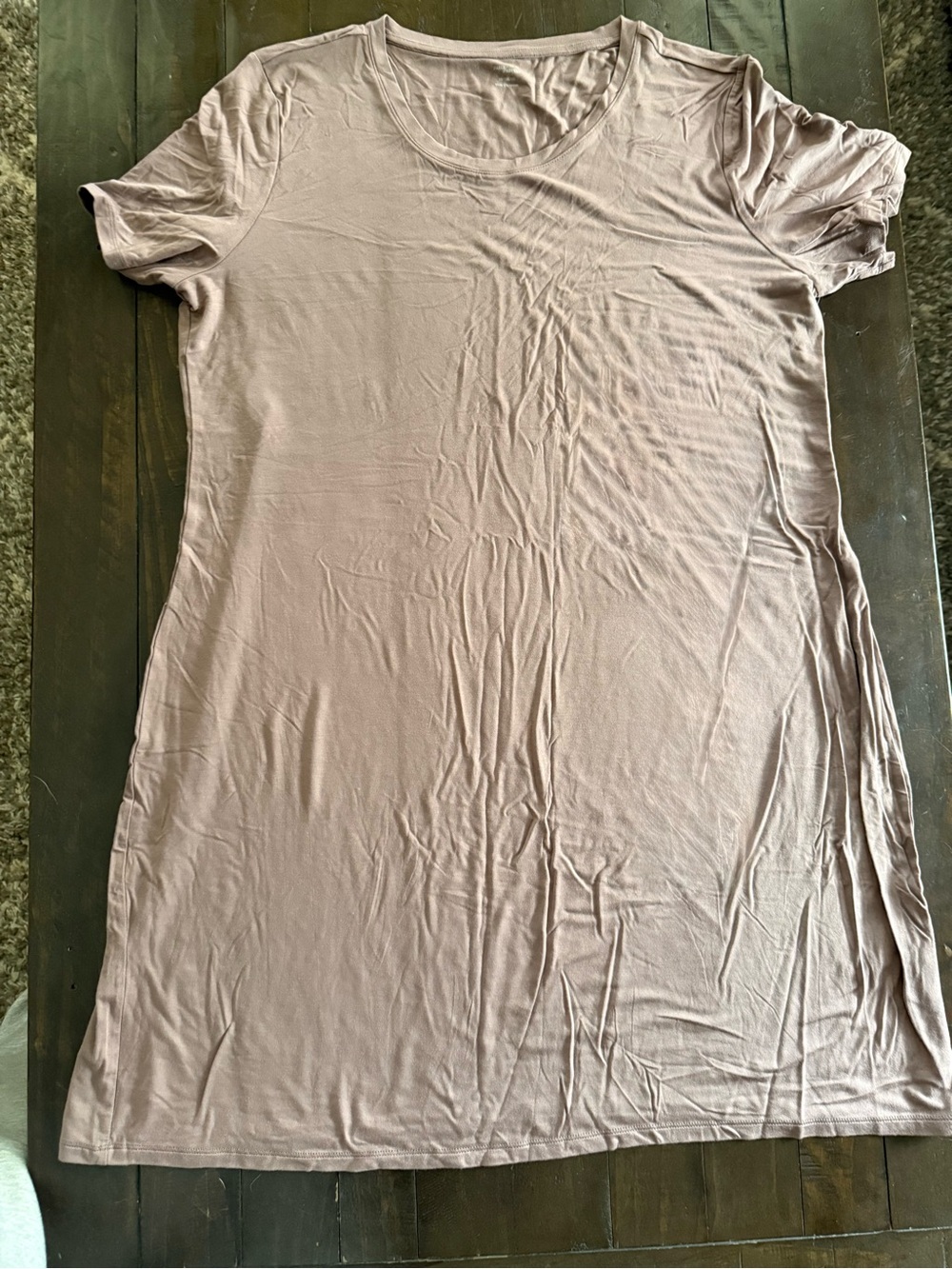 Daily Ritual Mauve-Brown Scoop Neck Tee Dress